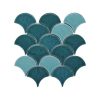 Blackwater Fan Teal Blend Gloss Crackle Glaze Mosaic Tile