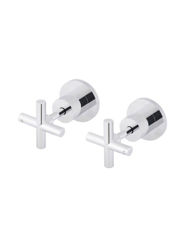 Meir Cross Handle Jumper Valve Wall Top Assemblies - Polished Chrome