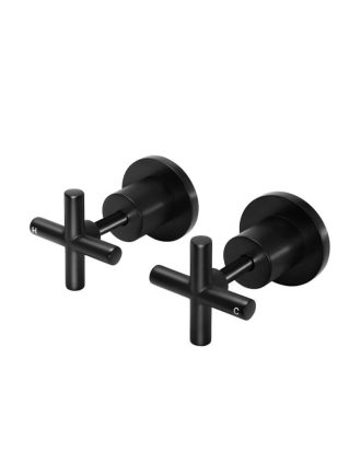 Meir Cross Handle Jumper Valve Wall Top Assemblies - Matte Black