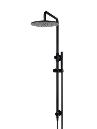Meir Round Combination Shower Rail 300mm Rose, Single Function Hand Shower - Matte Black