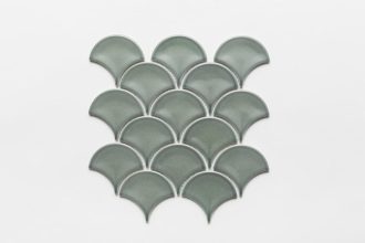 Bristol Fan Concave Green Gloss Mosaic Tile