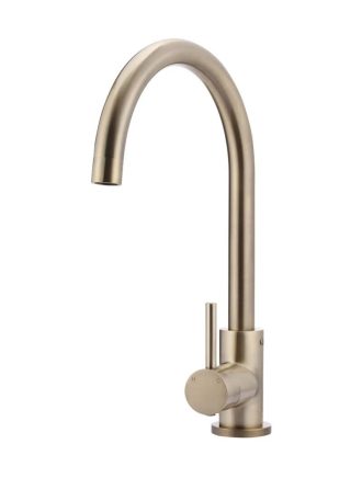 Meir Round Gooseneck Kitchen Mixer Tap - Champagne