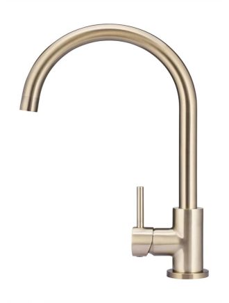 Meir Round Gooseneck Kitchen Mixer Tap - Champagne