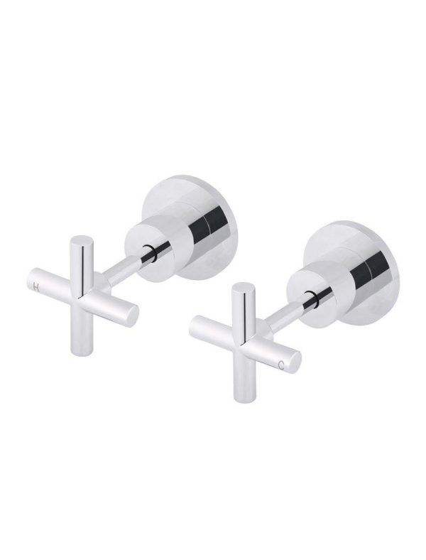 Meir Cross Handle Jumper Valve Wall Top Assemblies Long Handle - Polished Chrome