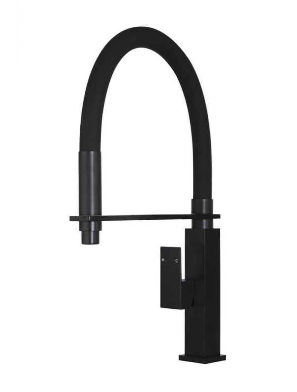 Meir Square Flexible Kitchen Mixer Tap - Matte Black