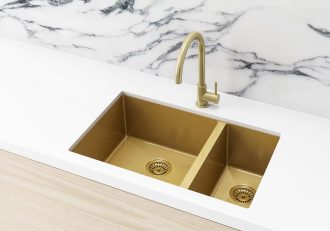 Meir Kitchen Sink - Double Bowl 670 x 440 - Brushed Bronze Gold