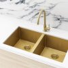 Meir Kitchen Sink - Double Bowl 760 x 440 - Brushed Bronze Gold