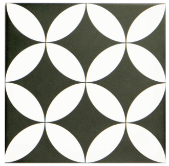 Barcelona Danish Black and White Matt tile