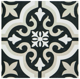 Barcelona Prague Black and White Matt tile