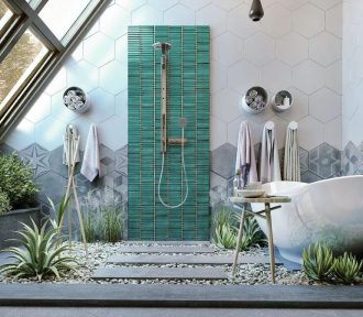 Vintage Green Long Finger Mosaic Tiles Lifestyle