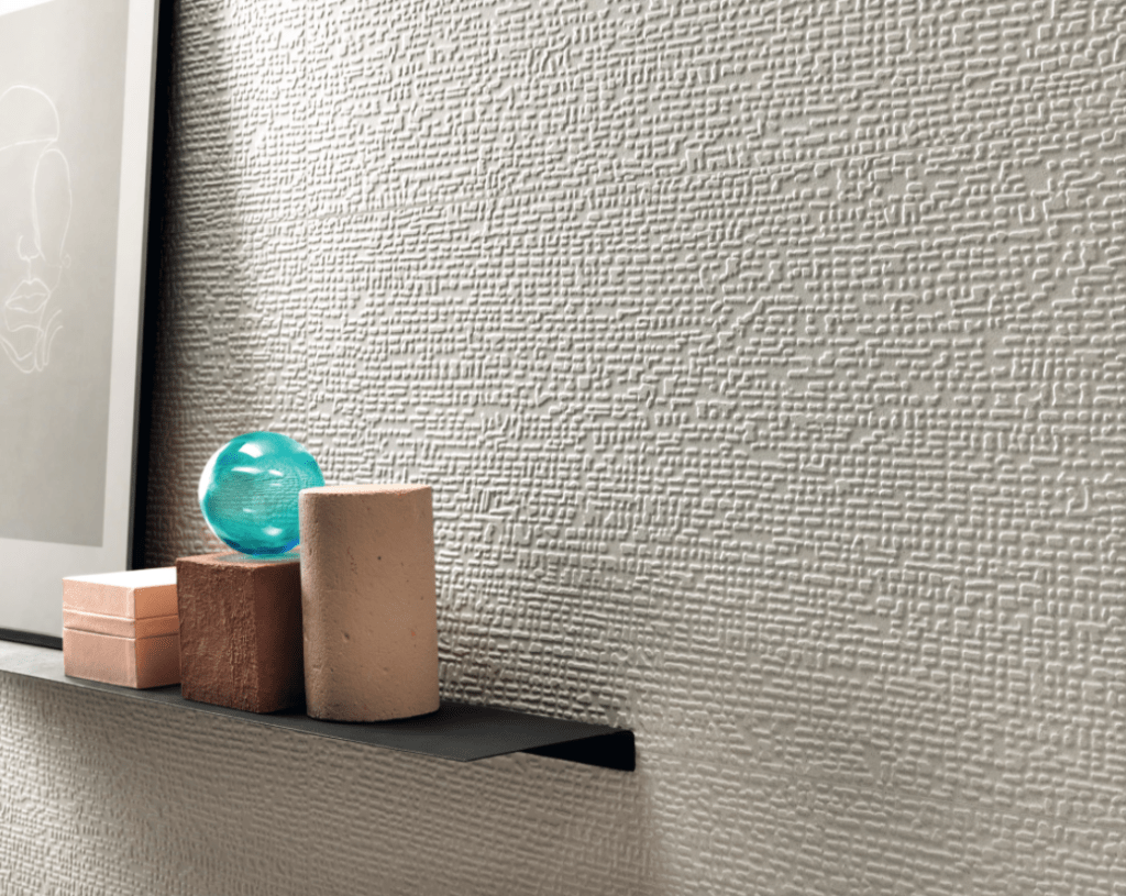 This image is of the textured tile Baroque Sign in the colour Pearl, this tile is texture with small squares and rectangles inspired by brail.

Rich results on Googles SERP when searching for 'Textured Tiles'