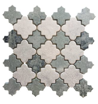 Cres Carrara and Peacock Natural Stone Mosaic Tile