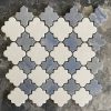 Cres Thassos and Azul Maccabas Natural Stone Mosaic Tile