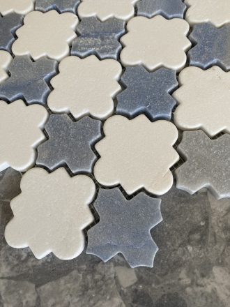 Cres Thassos and Azul Maccabas Natural Stone Mosaic Tile