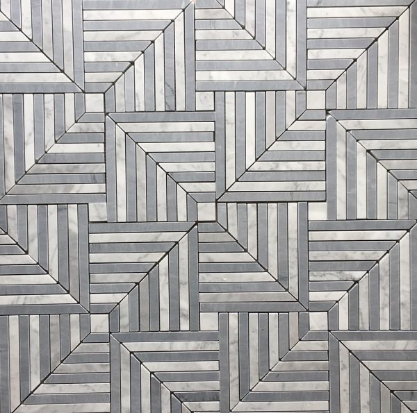 Palmi Carrara with Bardiglio Natural Stone Mosaic Tile