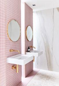 Pink grid tiles