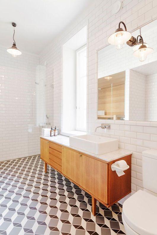 mid century modern bathroom tile