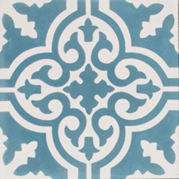 Aberdeen Aqua and White Encaustic Single Tile