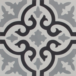 Aberdeen Black Grey and White Encaustic Single Tile