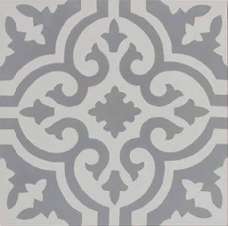 Aberdeen Grey and White Encaustic Single Tile