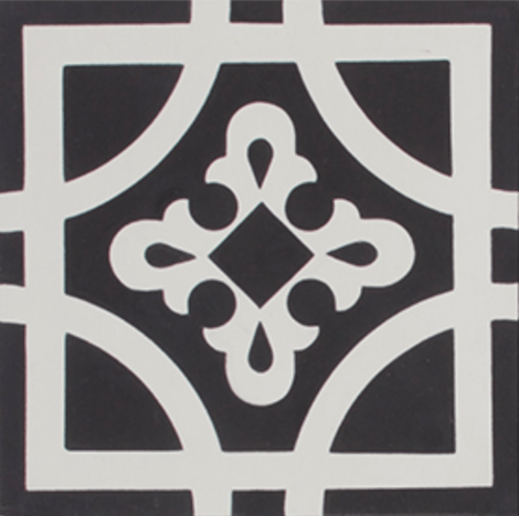 Oxford Black and White Encaustic Single Tile