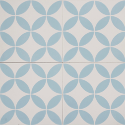 Petal Blue on White Encaustic Single Tiles