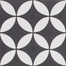 Petal White on Black Encaustic Single Tiles