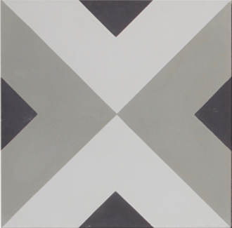 Squares Black Grey and White Encaustic Single Tile