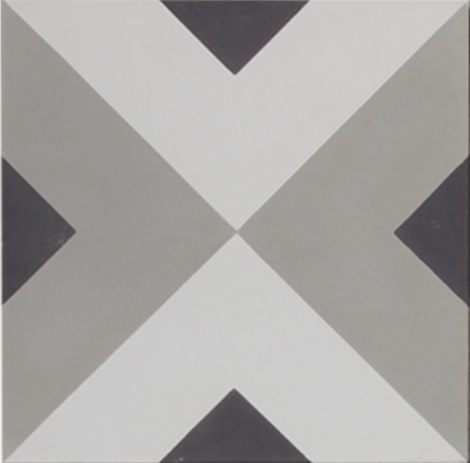 Squares Black Grey and White Encaustic Single Tile