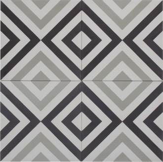 Squares Thin Black and White Encaustic Single Tiles