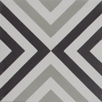 Squares Thin Black and White Encaustic Single Tile