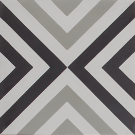 Squares Thin Black and White Encaustic Single Tile