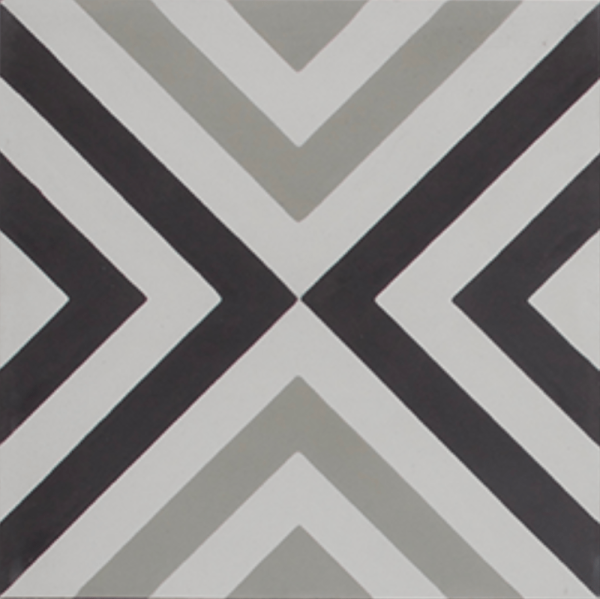 Squares Thin Black and White Encaustic Single Tile