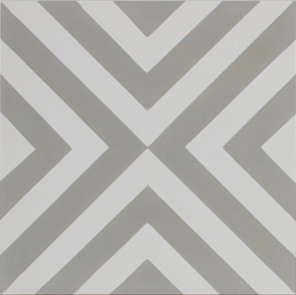 Squares Thin Grey and White Encaustic Single Tile