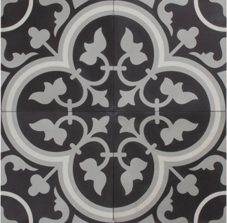 Tudor Black Grey and White Encaustic Single Tiles
