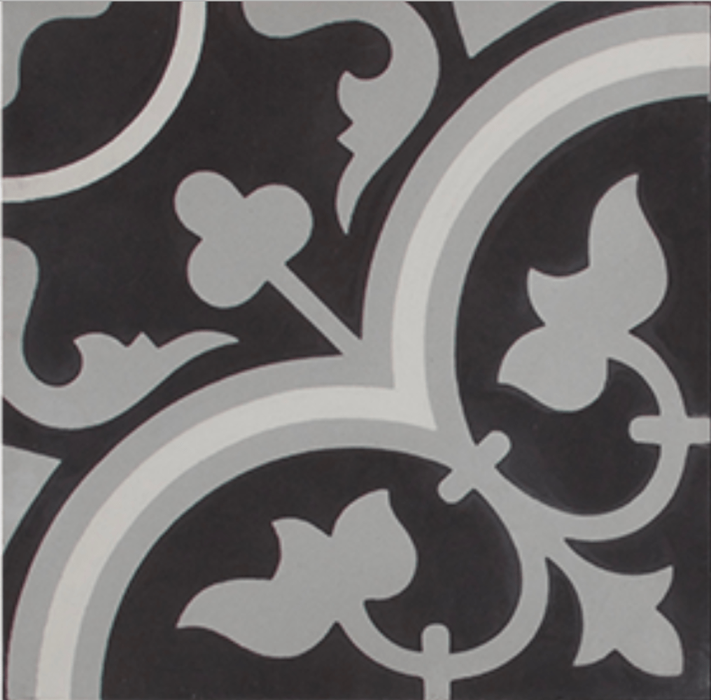 Tudor Black Grey And White Encaustic, Black And White Cement Tile