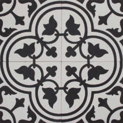 Tudor Black and White Encaustic Single Tile