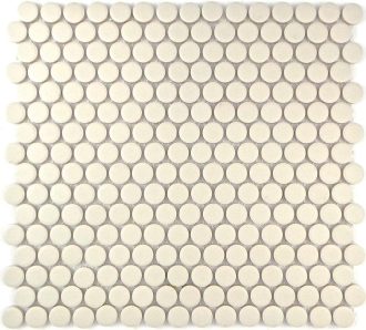 Camden Penny Round Off White Unglazed Mosaic Tile