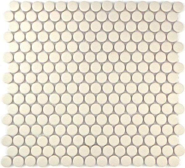 Camden Penny Round Off White Unglazed Mosaic Tile