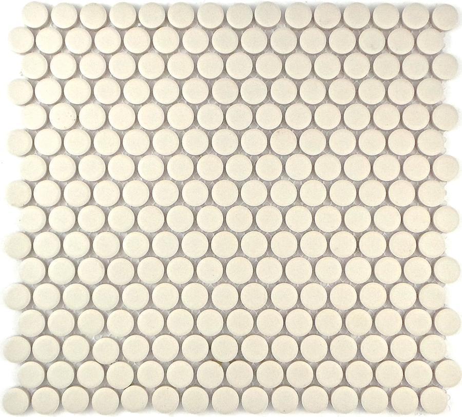 Camden Penny Round Off White Unglazed, Penny Round Mosaic Tiles Australia