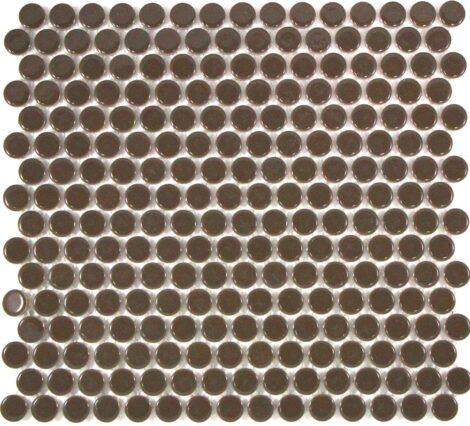 Camden Penny Round Cappuccino Gloss Glazed Mosaic Tile