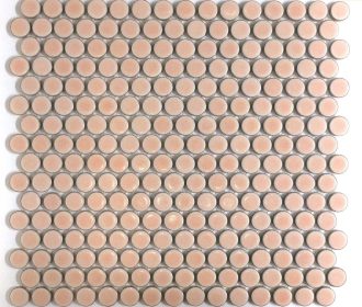 Camden Penny Round Pink Gloss Glazed Mosaic Tile