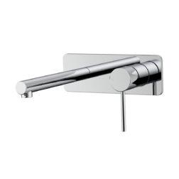 Lozano 162 Series Wall Combination Mixer and Straight Spout on Backplate - Polished Chrome