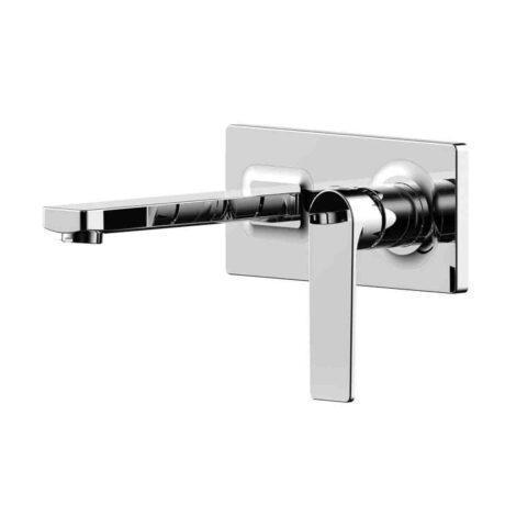 Lozano Terry Wall Combination Mixer and Spout on Backplate - Polished Chrome