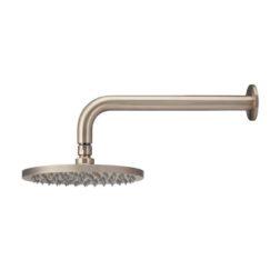 Meir Round Wall Shower 200mm rose, 300mm curved arm - Champagne
