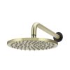 Meir Round Wall Shower 200mm rose, 300mm curved arm - Brass & Black