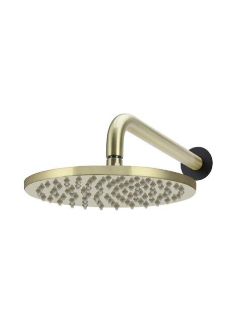 Meir Round Wall Shower 200mm rose, 300mm curved arm - Brass & Black