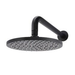 Meir Round Wall Shower 200mm rose, 300mm curved arm - Matte Black