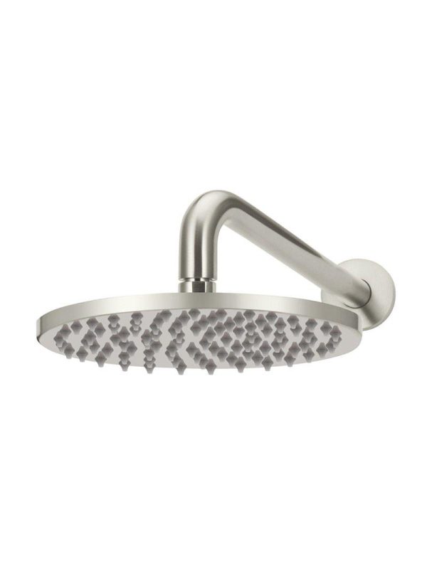 Meir Round Wall Shower 200mm rose, 300mm curved arm - PVD Brushed Nickel