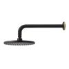 Meir Round Wall Shower 200mm rose, 300mm curved arm - Black & Brass